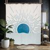 Abstract Zen Spa Shower Curtain Set Minimalist Bible Meditation Modern Aesthetic Contemporary Green Plant Leaves Monstera