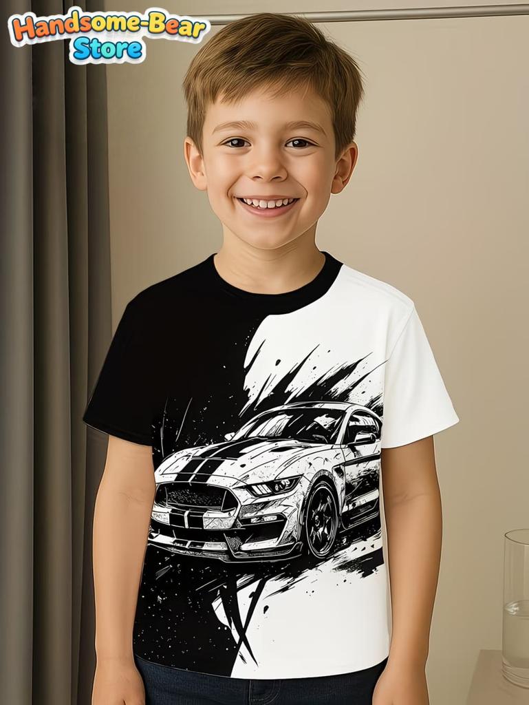 Kids Clothes Boys Tshirt Short Sleeve Stylish Car Racing Graphic T Shirts Children Summer Clothes Casual Streetwear Boys Clothes