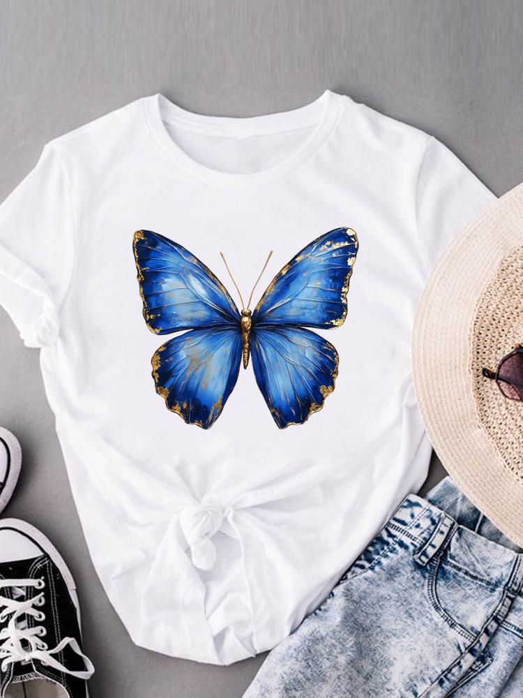 (Asian Size) sweet flower trend cute Women's Clothing Print Short Sleeve T-shirts Fashion Female Casual Top T O-neck Graphic Tee