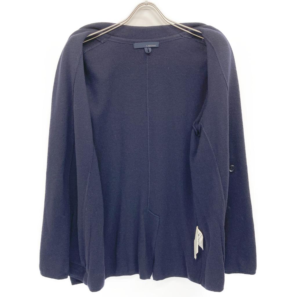 LARDINI JJLJM21 Navy Wool Center Vent Double Breasted Knit Jacket Jacket L NavyUsed