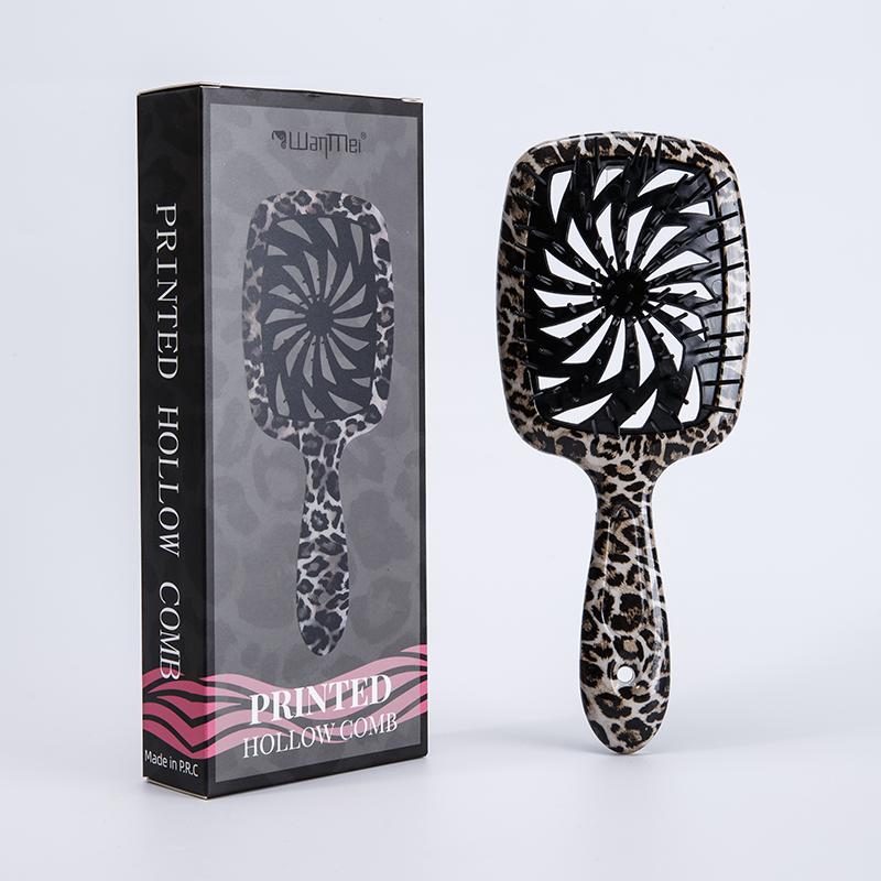 

1 шт. Расческа для волос с леопардовым принтом, массажная расческа для кожи головы, полая расческа-ветряная мельница, антифриз, с воздушной подушкой, салонный инструмент для укладки, зимний подарок