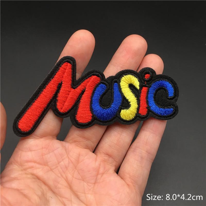 Flame Guitar Rock Embroidered Patches On Clothes Music Disco Headset Dj Punk Stripes Iron On Patches For Clothing Diy Appliques