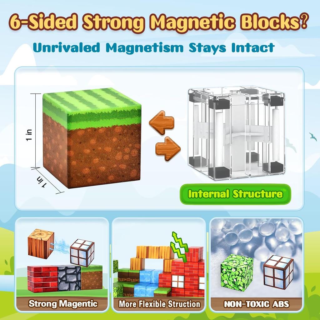 Magnetic Blocks, 100 PCS Magnetic Magic Forest Set for Boys & Girls Toys, STEM Sensory Toys for Kids Ages 3-5, 4-8, 8-12 Christmas Birthday Gifts