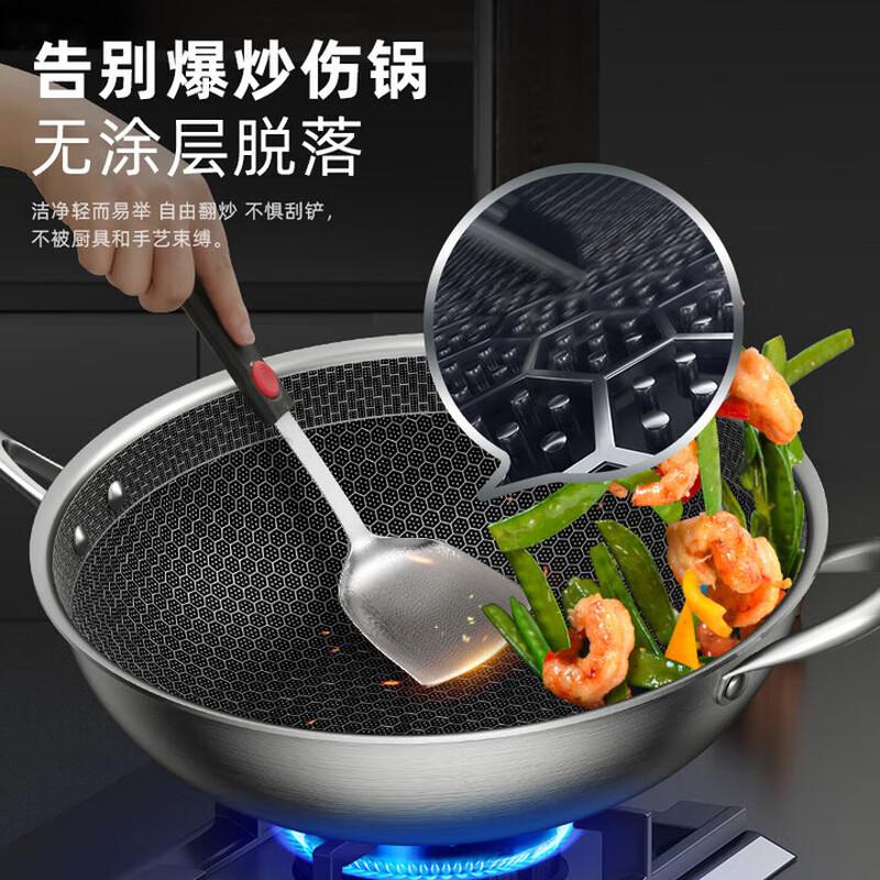 

32см Вок из нержавеющей стали с сотовым антипригарным покрытием и крышкой