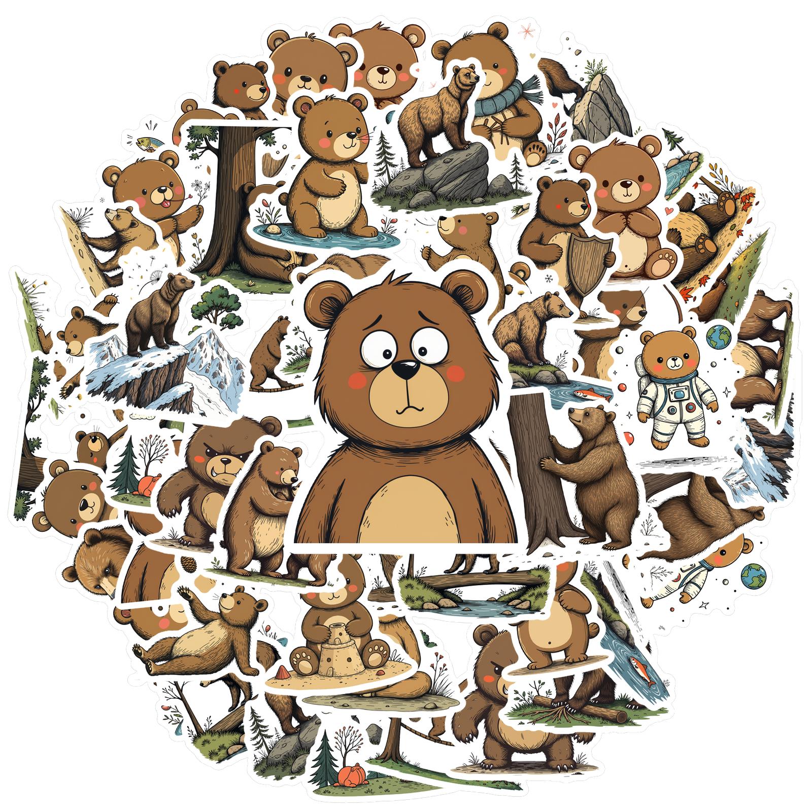 

35-100pcs Cute Animal Bear Cartoon Stickers For Decals Waterproof Diy Phone Laptop Stationery Kawaii Sticker