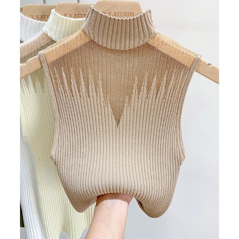 

Вязаный жилет с халтер-воротом, женский свитер с короткими рукавами и полуводолазкой One size