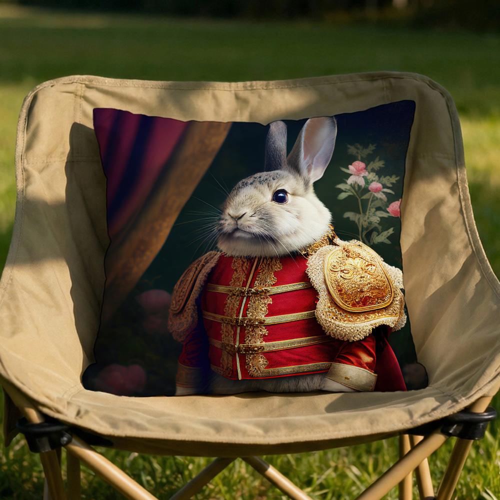 Retro Rabbit Portrait Cushion Cover Soft Reversible Durable Pillow Cover MultiScene Use for Home Car Daily Comfort