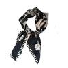 New Xiaoxiangfeng Camellia Black and White Square Scarf Korean Silk Scarf Women's Versatile Shawl Sunscreen Silk Scarf
