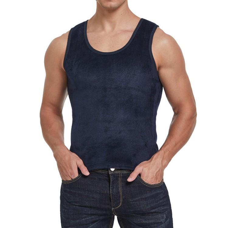 Men's Winter Double-Sided Golden Velvet Vest with Fleece, Thickened for Warmth; Round Neck Waistcoat & Base Layer for Cold Protection