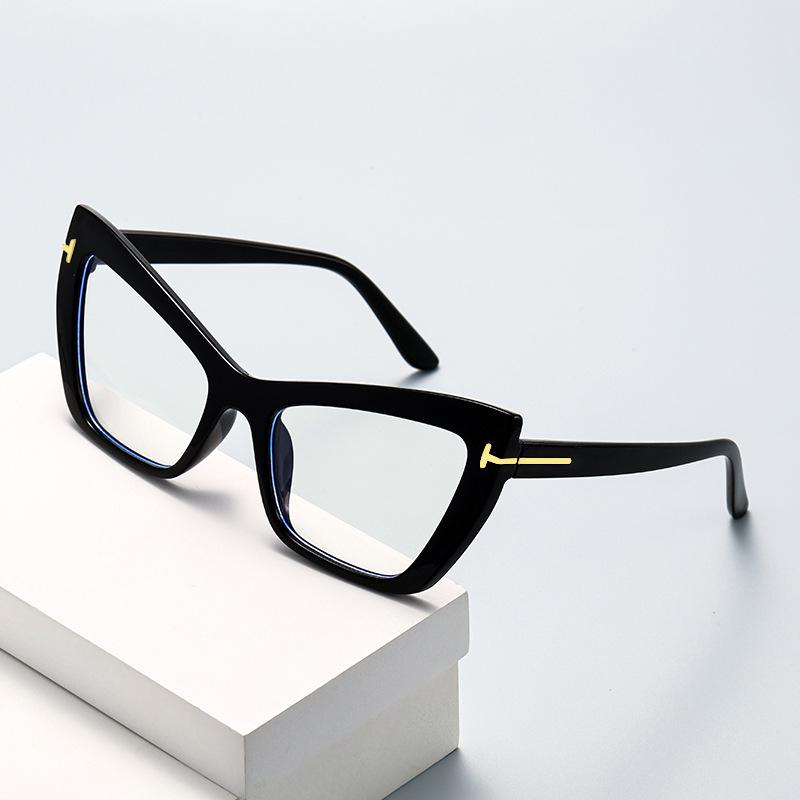 4737T Word Cat Eye Glasses Frame 2024 New Fashion Anti-Blue Flat Mirror Personalized Versatile Frame