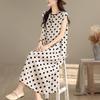 2026 Polka Dot Cotton & Linen Summer Dress: Women's Casual Slim-Fit Mid-Length