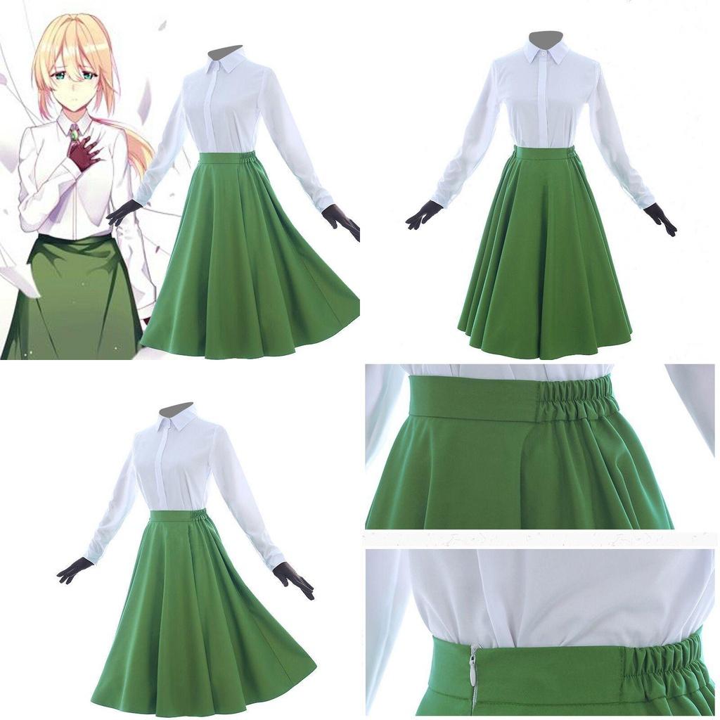 Vibrant Anime Violet Evergarden Cosplay Costume Featuring Elegant Blouse And Skirt Set