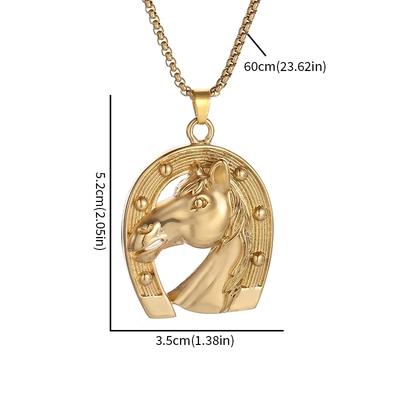 Retro Punk Horse Head Horse Hoof Animal Pendant Necklace Men and Women Hip Hop Rock Trend Jockey Club Party Jewelry