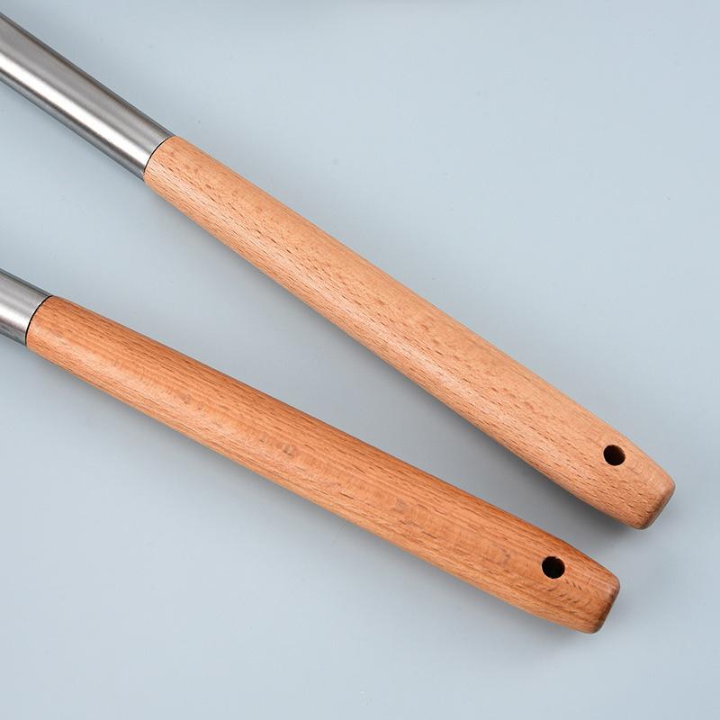 Silicone Kitchen Utensils Wooden Handle Non Stick Pot Kitchenware Cooking Set Heat-resistant Soup Spoon Pasta Colander Shovel