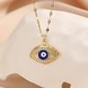 French Style Personality Hip-hop Style Necklace 1 Piece Inlaid with Colorful Zircon Devil Eye Necklace Accessories