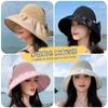 Summer hat women's fashion knitted mesh bucket hat summer sunshade sun hat empty top bow