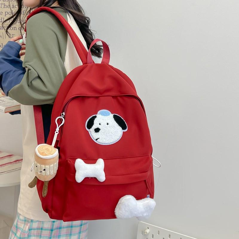 Student Cartoon Schultasche Hundedruck Damen Rucksack im College-Stil mit großer Kapazität für die dritte bis sechste Klasse