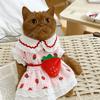 Soft Pet Strawberry Dress Breathable Pet Summer Clothes Fashion Cat Skirt  Autumn