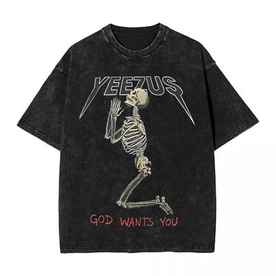 Yeezus Kanye West Pesitud T-särk Streetwear Hip Hop Retro T-särk Jumal Tahab Sind T-särk Mehed Naised Lühikeste Varrukatega Harajuku Suvi
