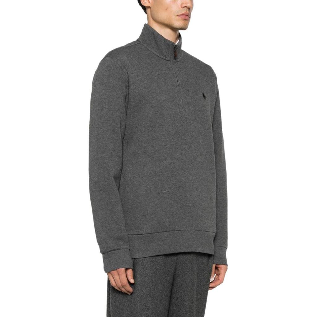 Polo Ralph Lauren Solid Logo Mock Neck Half-Zip Long Sleeve Sweater Men Sweater Gray 710909883-003