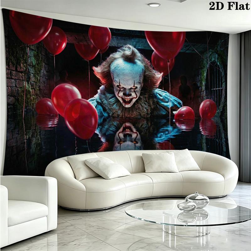 It Clown Wall Tapestry Aesthetic Wall Hanging Printed Fabric Blanket Decorative Tapestries for Bedroom Living Room Home Decor