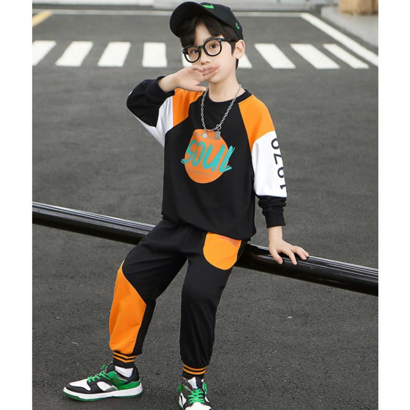 

Спортивный костюм для мальчиков, весенняя мода, средний и большой детский повседневный свитер, красивые брюки, детская одежда 160cm