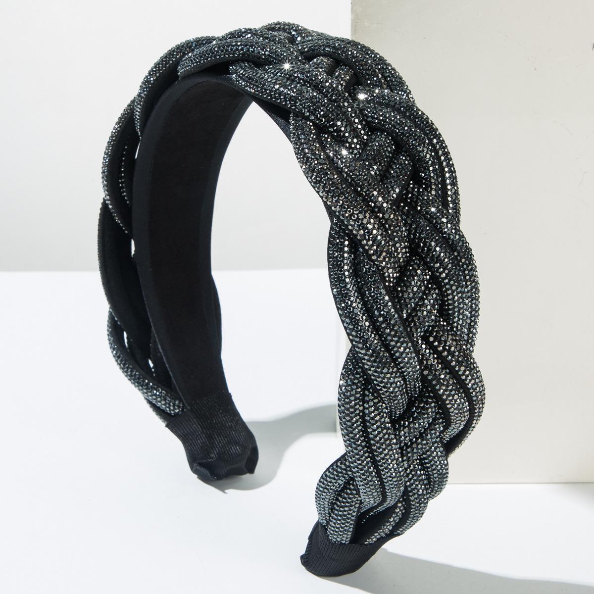 

Роскошные повязки на голову с инкрустацией бриллиантами, плетеные повязки для волос в виде жареных пончиков, аксессуары для волос, женская широкая повязка на голову, обруч, головной убор