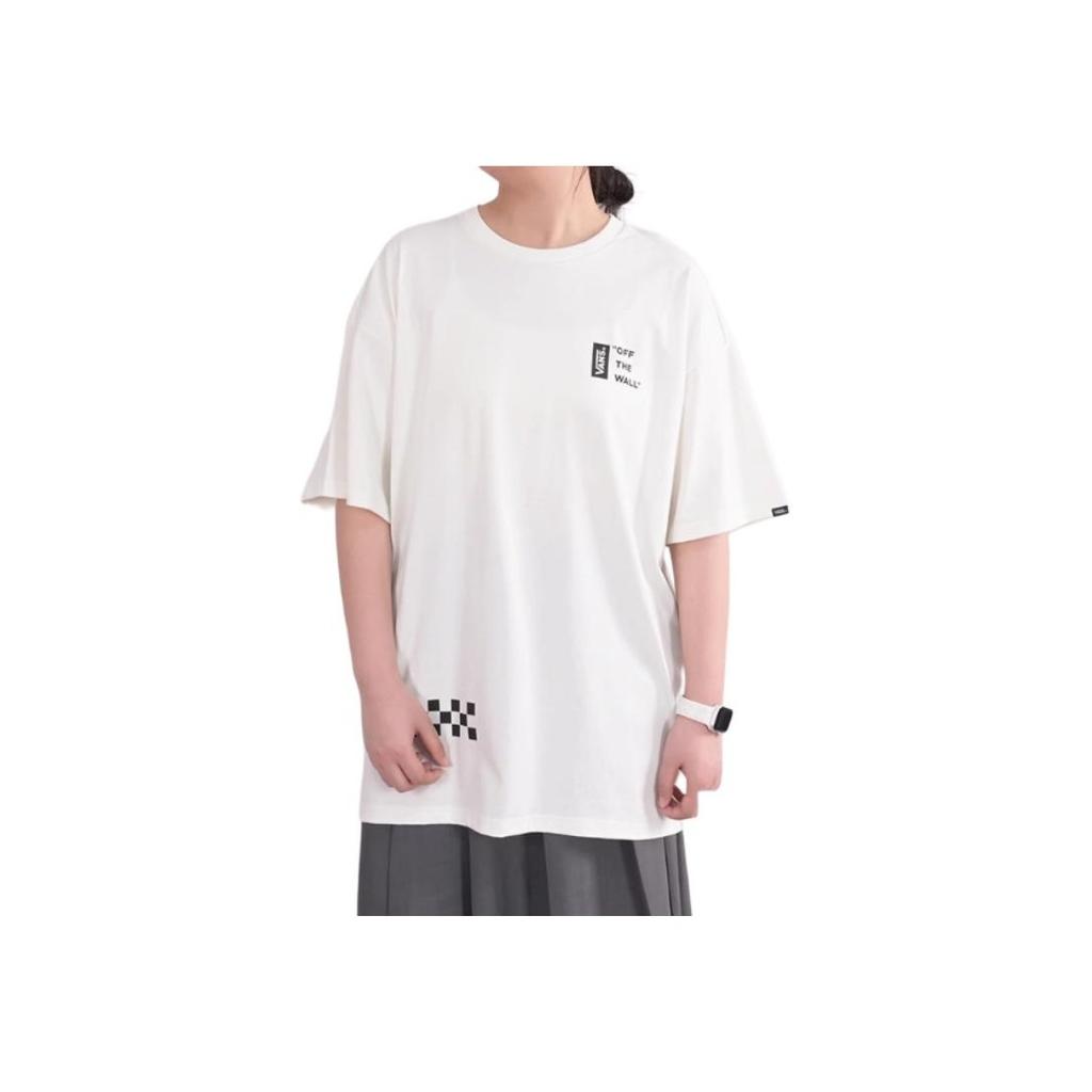 Vans American Retro Letter Checkerboard Print Round Neck Pullover Short Sleeve T-shirt Men Tops Off-White VN000GQCFS8