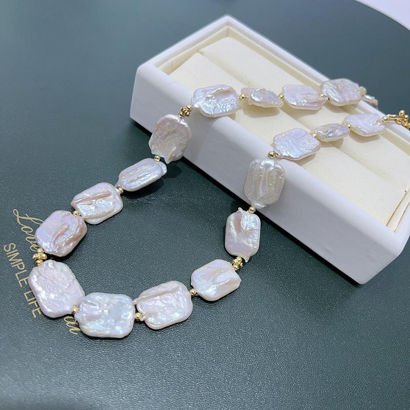 Baroque Iridescent White Freshwater Pearl Necklace - Summer Essential