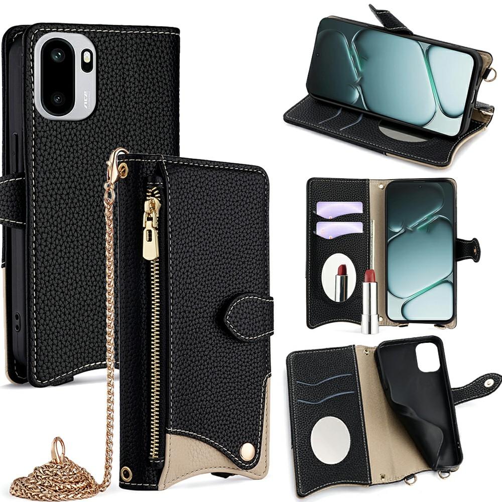 For OnePlus Ace 6T 5G/Ace 6 5G Leather Case Wallet Stand Cover Irregular Tail Style with Chain Strap