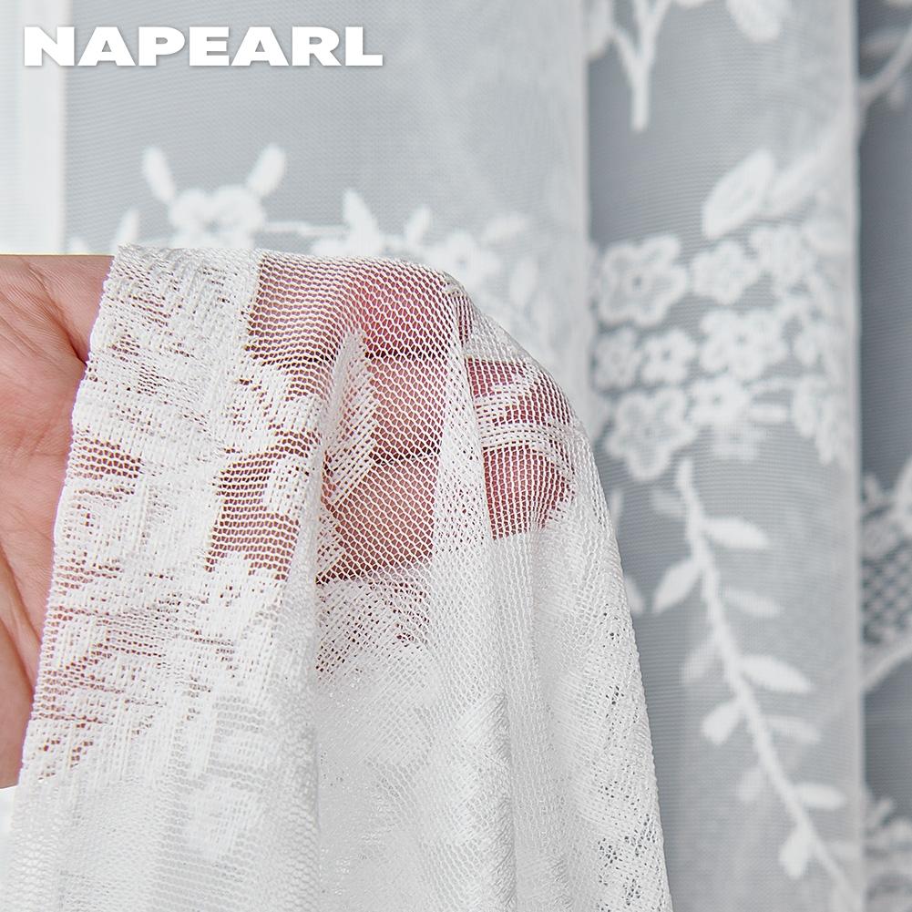1PC NAPEARL 70-80% Shading Dark Gray Blackout Curtain and White Lace Sheer Double Layered Curtains for Living Room Bedroom Home Decoration