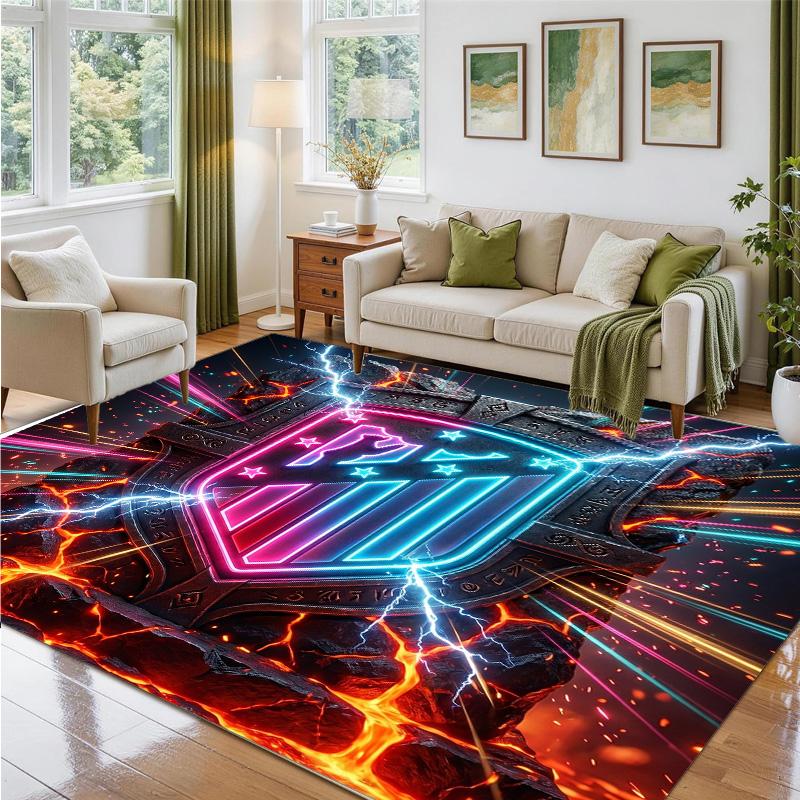 Atletico Madrid Design Crystal Velvet Rug Soft Decorative Mat for Bedroom Entrance