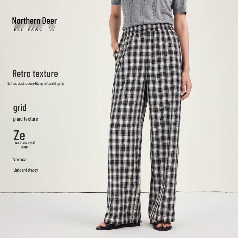Women s Summer Plaid Lyocell Blend Casual Pants XL