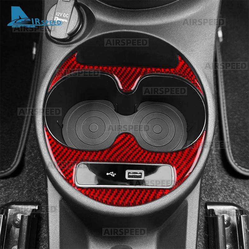 For Abarth 595/695/Fiat 500 2016 2017 2018      2024 Real Soft Carbon Fiber Sticker LHD RHD Cup Holder Trim