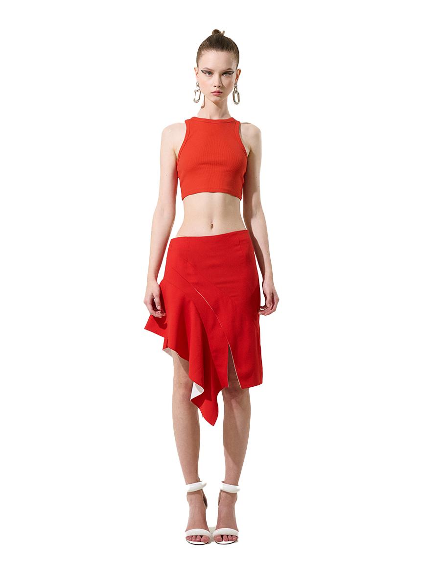 Greedius Red Issue 01 Basic High Neck Crop Top Red Xs