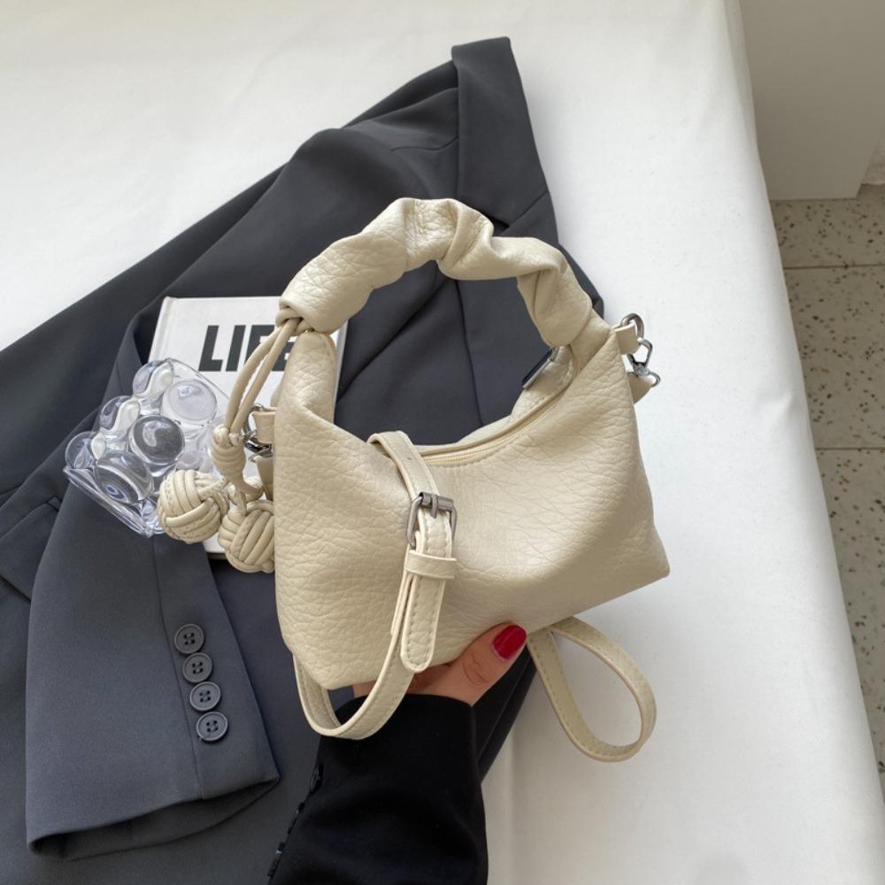 

Volleyball Pendant Crossbody Pillow Bag Waterproof Texture Shoulder Bag Work Beige With Pendant