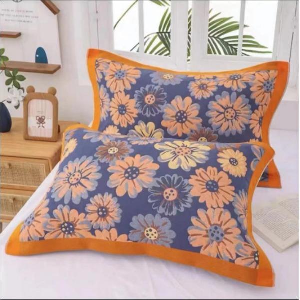 Gauze Multi-layer Pillow Towel Colored Woven Jacquard Cotton Student Children Couple Home Soft and Comfortable Large Pillow Towel