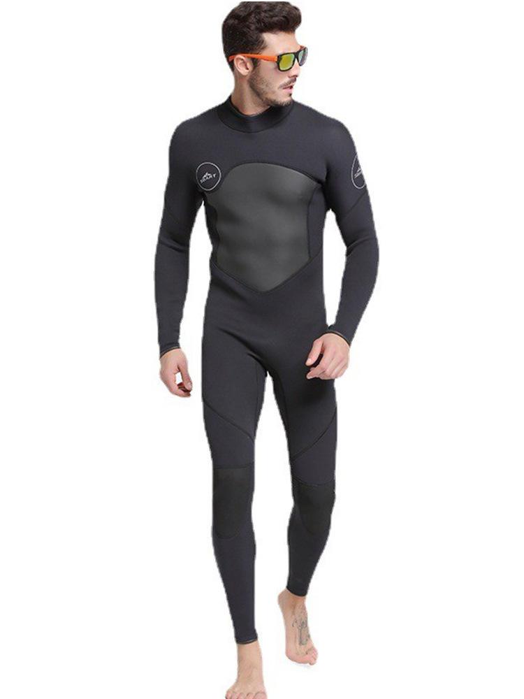 Men One Piece Wetsuit 3mm Neoprene Front/Back Zip Wetsuit Keep Warm UPF 50+ Full Body Long Sleeves Dive Suit for Surf Water Sports Diving Canoeing
