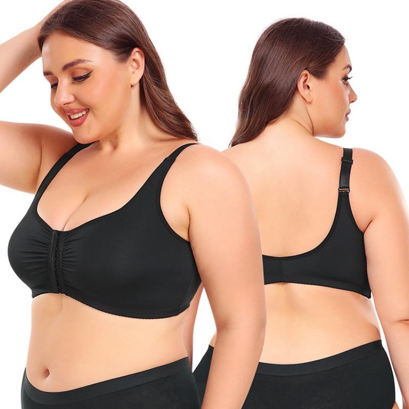 European and American Front-buttoned Beautiful Back Large Size No-rim Vest Adjustable Running Underwear Side Breast Shaping Bra