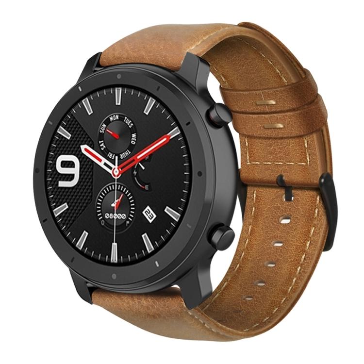 

Кожаный ремешок для часов Amazfit GTR 47 мм / Pace / Stratos, обработанный маслом и воском For Amazfit GTR 47mm / Pace / Stratos коричневый