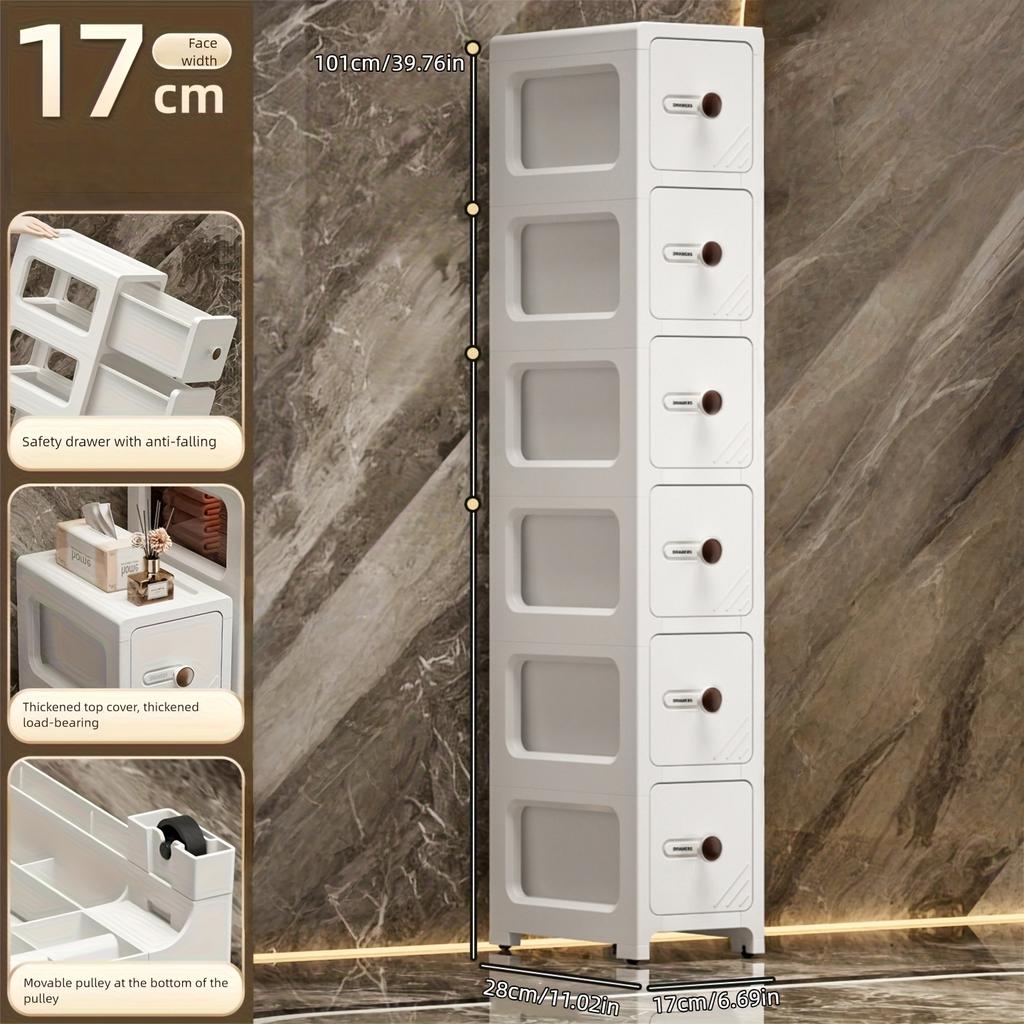 17 Cm Drawer-type Slit Storage Cabinet Ultra-narrow Slit Cabinet for Refrigerator Multi-layer Storage Rack for Bathroom