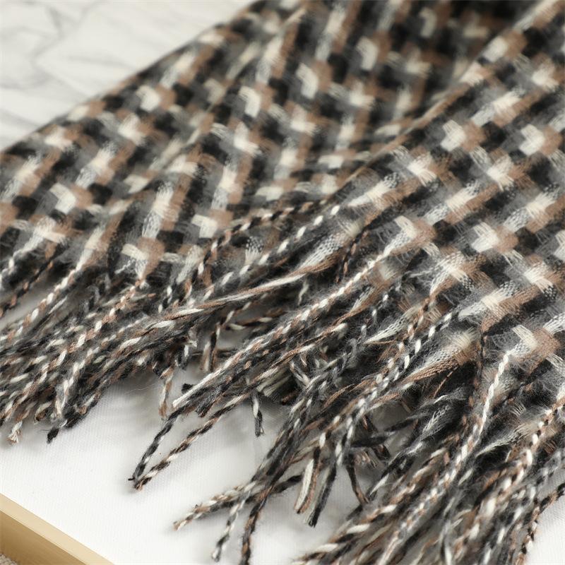Thicken Plaid Imitation Cashmere Scarf Autumn Winter Warm Shawl Wraps Foulard Female Women Long Tassel Scarves