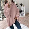 Turtleneck Pile Collar Long Sleeve Thickened Warm Pullover Sweater Women Autumn Winter Solid