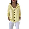 2025 Women's Knit Hooded Button Cardigan for Autumn/Winter – European & American Fashion, Solid Color & Casual
