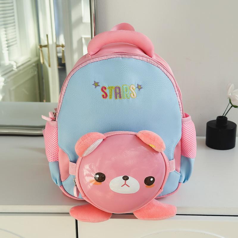 Cute bear kindergarten schoolbag, new boys and girls baby mini backpack, small and medium class children's bag
