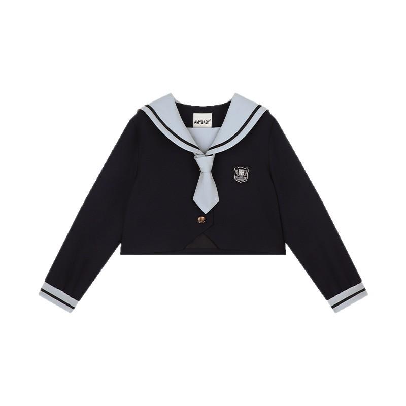 Dívčí jarní/podzimní 2025 sada ve stylu JK uniformy - Módní dvoudílný komplet pro střední a velké děti