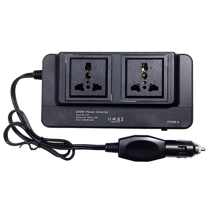 

Автомобильный преобразователь постоянного тока 12 В в переменный ток 220 В мощностью 200 Вт, автомобильный инвертор с 4 портами USB, зарядное устройство, автомобильный инвертор с вилкой европейского стандарта