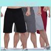 Herren Unifarben Elastischer Bund Fitnessshorts Bequeme Sporthosen Jogginghosen S-3XL Schwarz