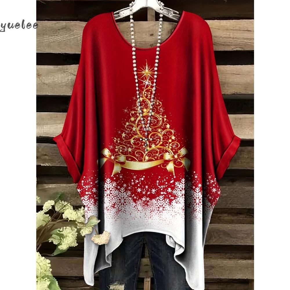 Christmas Snowman 3D Print Sweatshirts Women Fashion Casual Streetwear Round-Neck Asymmetric Hemp Pullovers Tops Woman Clothing