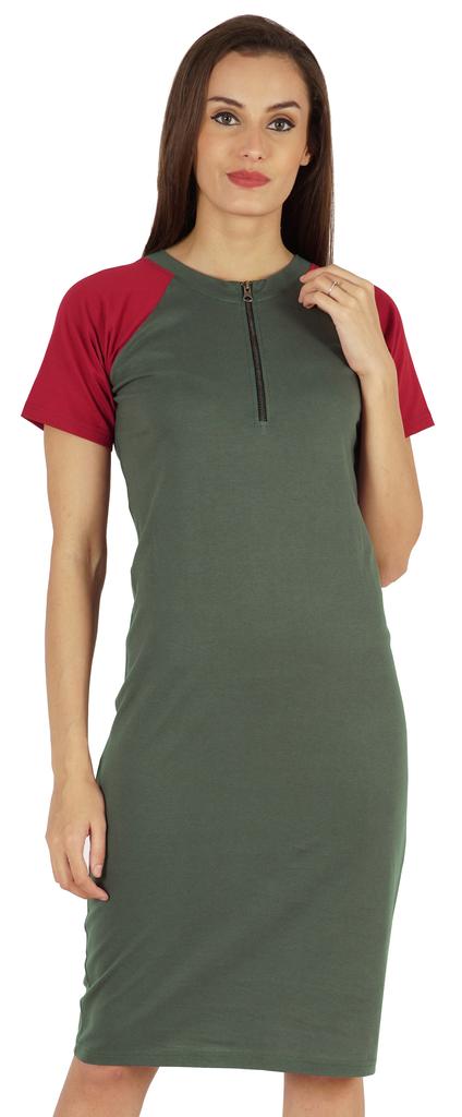 Inkmeso Solid Short Raglan Sleeves Dress For Women  s Summer Casual Sporty Bodycon T-Shirt